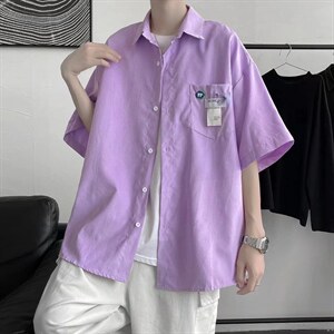 短袖衬衫春款男港风潮流H11P28图片