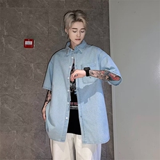 牛仔衬衫男士韩版潮流文艺帅百搭夏季2024新款ins外套CY741-P45，男装衬衫，星座412-3