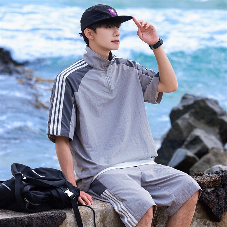 美式条纹短裤男夏季新款潮薄款搭配一套宽松五分裤子TZ120-P63,男装牛仔裤,星座308B-2