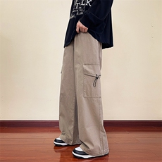 美式复古高级感拼接秋冬牛仔裤男宽松高街阔腿垂感直筒裤长裤，男装休闲裤，星座716-2