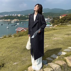 韩版气质长款双面羊绒西装大衣女2025秋冬季新款宽松显瘦呢子外套图片