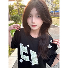 H0690-P35前后刺绣休闲宽松T恤潮ins，女装T恤，星座617A-2