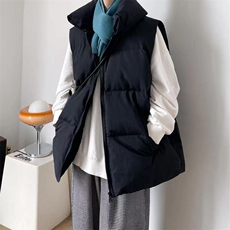 港风加厚棉马甲男宽松纯色休闲棉衣马夹潮外套A071-Y310-P60，男装棉衣，电商A071