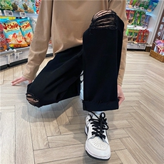 k707-p48-控68破洞牛仔在高阶宽松大码牛仔裤cityboy，男装牛仔裤，星座116