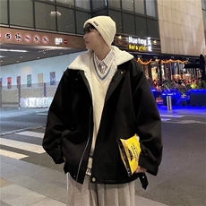 A新款男冬季羊羔毛棉衣男潮港风加绒加厚夹克外套棉袄W2281-P75，男装棉衣，星座512-2