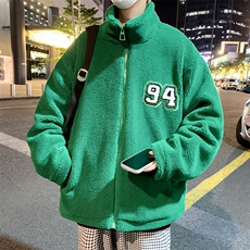 新款港风冬季羊羔毛宽松外套学生百搭潮牌夹克棒球服JK30/P100，男装夹克，钱塘713