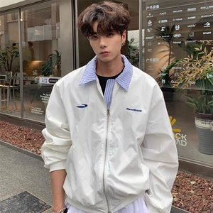 美式覆古绣花假两件翻领棒球服男女款秋季潮牌高级感痞帅翻领夹克图片
