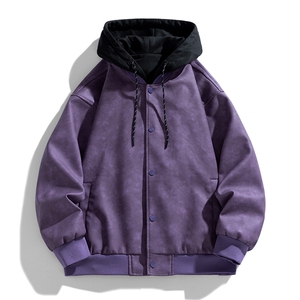 假两件机车服皮衣外套男高级感痞帅宽松休闲pu皮夹克JK0196-P93图片
