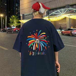 涂鸦短袖t恤男夏季美式复古重磅宽松学院风潮流学生帅气半袖体恤图片