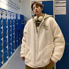 EQ334字母绣花拼接撞色羊羔毛外套男冬季加厚棉衣港风潮流棉服，男装棉衣，电商C306-1