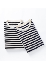 女士时尚经典百搭条纹圆领针织衫长袖，女装针织衫/毛衣，温伦斯特羊绒