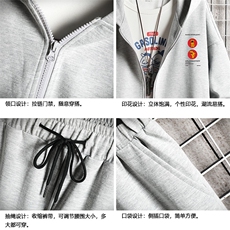 TK6093-P85开衫连帽卫衣套装男运动套装两件套网格挂拍，男装卫衣，电商A040A