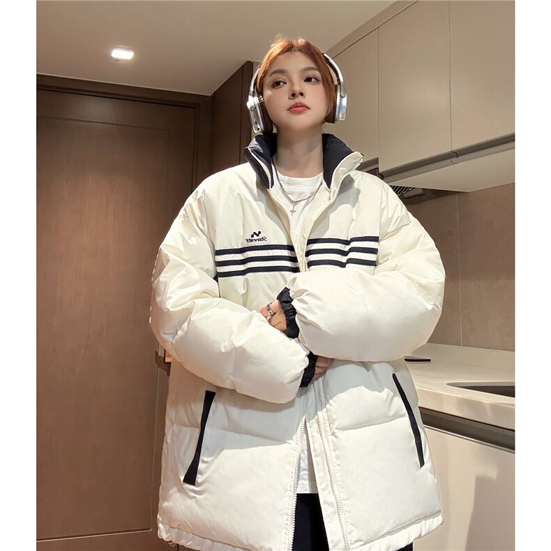 冬装中性美式条纹织带棉服刺绣logo棉衣休闲外套男女G1100P118,男装棉衣,电商A339