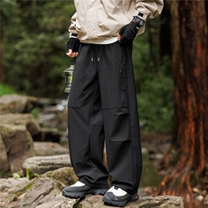GENIOLAMODE美式机能直筒裤子男士秋季青少年户外运动防水休闲裤，男装工装外套，星座209