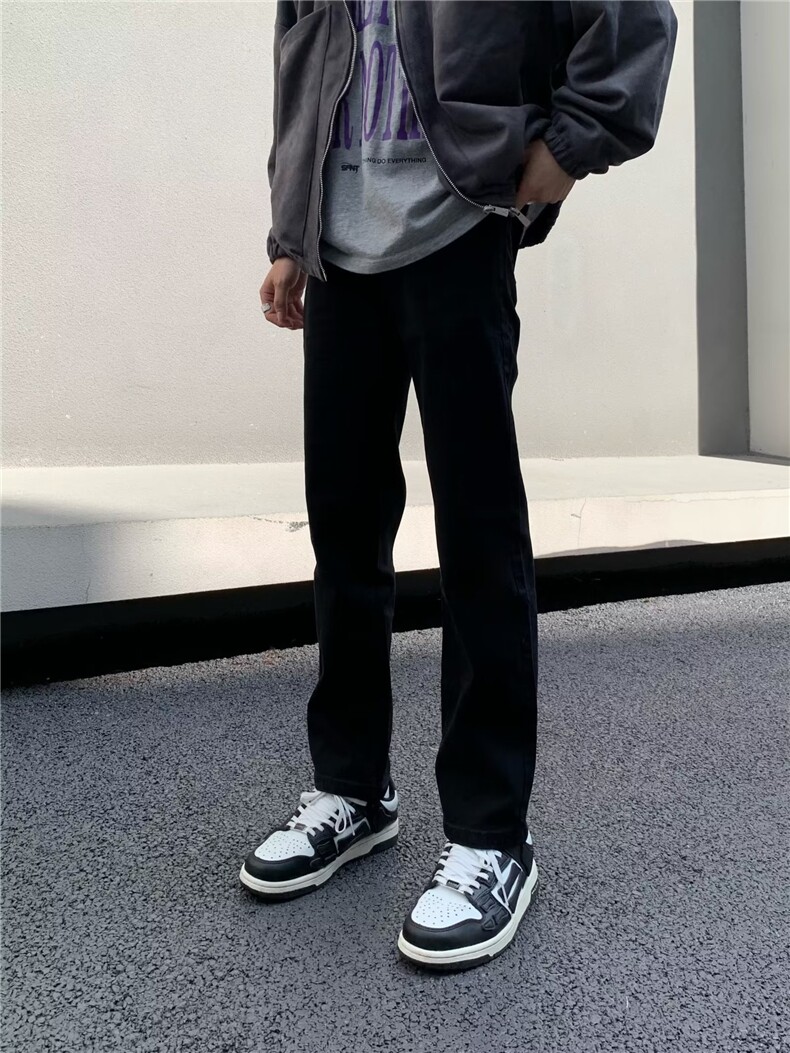 秋冬黑色牛仔裤男宽松直筒弹力街头潮牌牛仔长裤NZ2003-p40,男装牛仔裤,星座1001-1