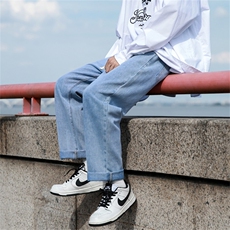 复古牛仔裤男直筒宽松裤子ins休闲裤潮牌阔腿长裤A080-9291-P35，男装牛仔裤，电商A080