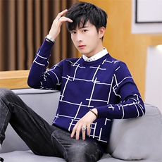 家乐6778秋季新款男士假两件毛衣男韩版修身休闲衬衫领针织衫，男装针织衫/毛衣，电商D310（原电商305）