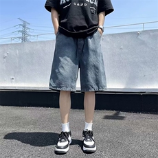 复古星空纹牛仔短裤男夏季薄款宽松直筒男款5分五分裤子DC05，男装牛仔裤，星座1116A-1（原606A）