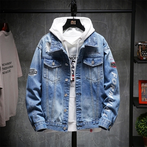 JK818-p80-M-5XL绣花牛仔夹克肥仔量足大码图片