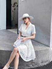 蕾丝拼接气质款连衣裙，女装连衣裙，婧怡之恋