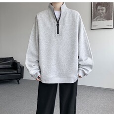 KT54-P51秋季卫衣男款休闲宽松重磅打底衫2025新款潮半拉链，男装T恤，电商B323A