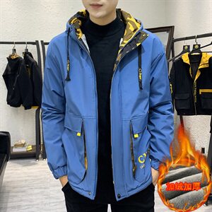 秋冬迷彩棉服男模特加厚夹克风衣保暖外套工装棉衣黄色863加绒图片