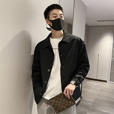 社会风秋纯色宽松衬衫领风衣夹克B297-7706-P88控118，男装夹克，电商B297