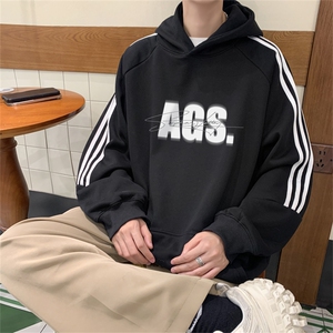 美式三杠条纹复连帽卫衣秋冬男女宽松长袖SWY2475-P55控88 50棉图片