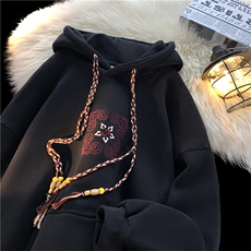 500g重磅中国风连帽卫衣男春秋季国潮青少年印花紫色情侣宽松外套，男装卫衣，星座904-2