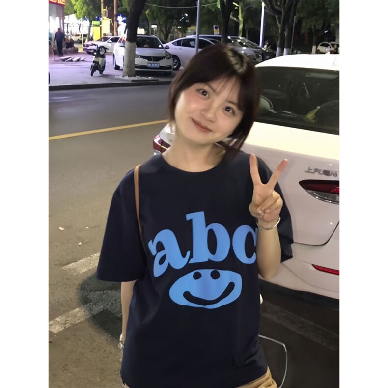 T0653-P252025新款情侣宽松男女同款美式小众字母印花纯棉T恤，女装T恤，星座617A-2