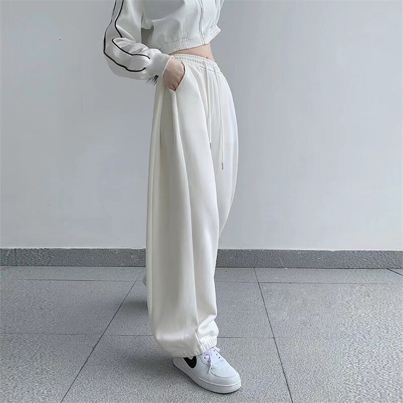运动裤女春秋冬季新款高腰宽松显瘦阔腿哈伦休闲美式束脚卫裤P50,男装休闲裤,四季星座218-1