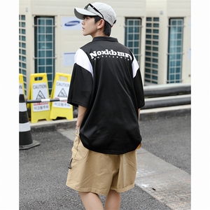 美式拼接撞色Polo领短袖T恤男ins日系宽松休闲半袖上衣 T1112-P32图片