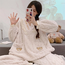 冬季睡衣女珊瑚绒加厚加绒法家居服秋冬款A168-RZSY04-TP115，男装休闲套装，电商A168