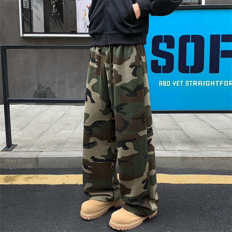 重磅320g华棉迷彩裤男大码宽松hiphop直筒阔腿裤K24104-特P40控78,男装休闲裤,电商A001
