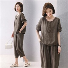 现货2025夏季新款时尚气质天丝提花套装两件套，女装套装/套裙，深水步