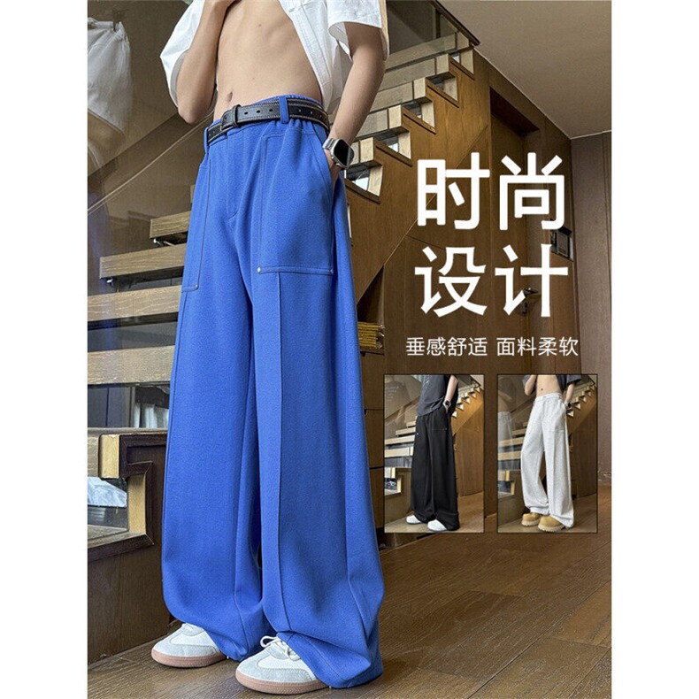 时尚铆钉设计垂顺休闲长裤直筒拖地显高X1510特批4588，男装休闲裤，星座718