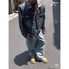 网图现货-TZ08-P155抖音复古水洗牛仔外套美式，男装工装外套，电商B327