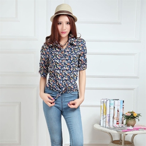 长袖修身甜美2024秋季印花显瘦百搭气质衬衫,女装衬衫,风姿绰