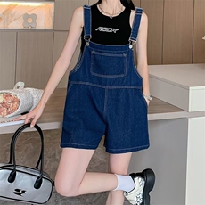 设计感韩版牛仔背带裤女2025夏季新款气质简约阔腿短裤，男装牛仔裤，星座506A