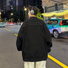秋季新款港风美式拉链设计感小众痞帅水洗翻领牛仔夹克JK1395-P73，男装夹克，星座313A(原308A-2)