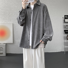 8XL-M人字纹小香风衬衫男生春秋衬衣宽松慵懒垂感外套CS29008P45，男装衬衫，电商B312