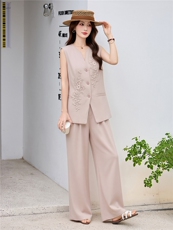 主推现货款2026夏装新款优雅时尚气质休闲两件套套裤，女装套装/套裙，尚娜萱