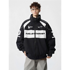 印花机车户外赛车M-5XL大码：涤纶棉衣男白底78179P128控178，男装棉衣，星座227-7