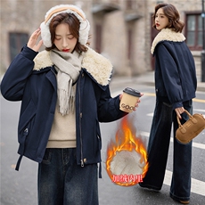 【2025冬季新款】大量现货时尚休闲大翻领毛领休闲加绒加厚派克服，女装派克服，缘衣格