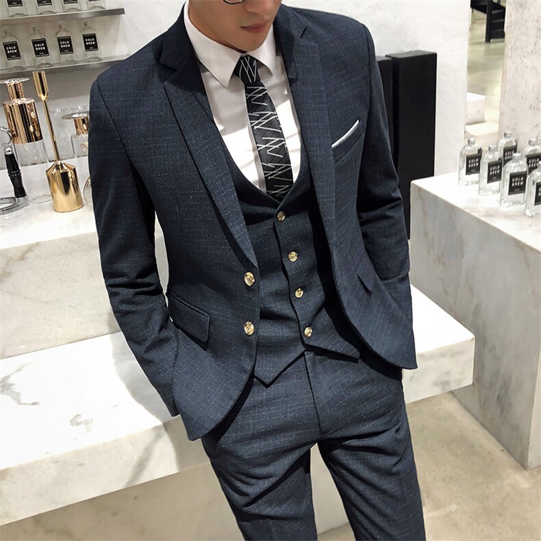 暗纹主推火时尚套装四季工作休闲商务西服三件套8002-P200,男装西服,星座613B