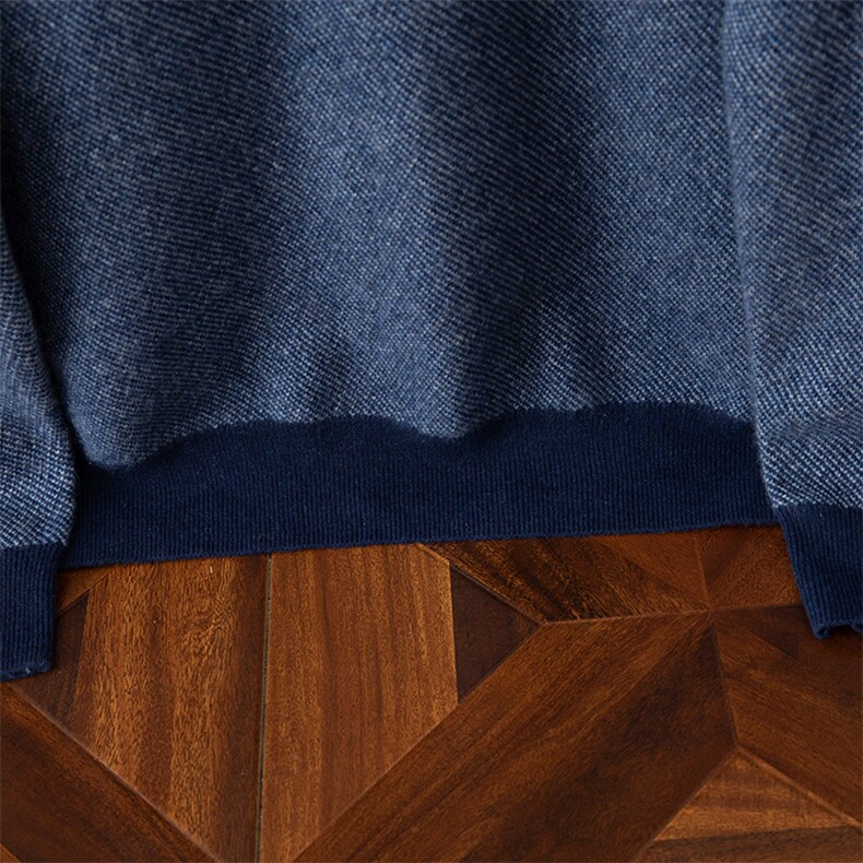 高品质男士羊绒衫羊绒商务半开领设计经典蓝色舒适保暖，男装羊绒套衫，鼎坤羊绒