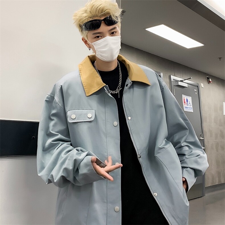 F439P68美式复古工装外套女春秋款小夹棉加厚拼接撞色潮，男装工装外套，星座512-6