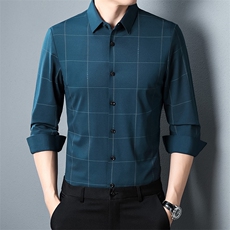 长袖格子中年男士商务休闲衬衣春装新款宽松打底衣服ZL09950-P85，男装衬衫，星座1105-3