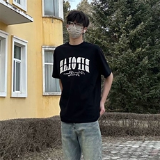 万针全刺绣工艺抖音得物高品质260克重磅纯棉双纱美式高街短袖T恤，男装T恤，电商A486