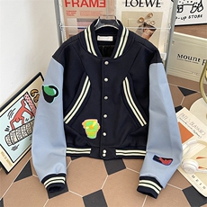 美式棒球服外套秋季刺绣情侣立领夹克宽松拼接XZ212-QW6718-P65，男装夹克，星座212-1